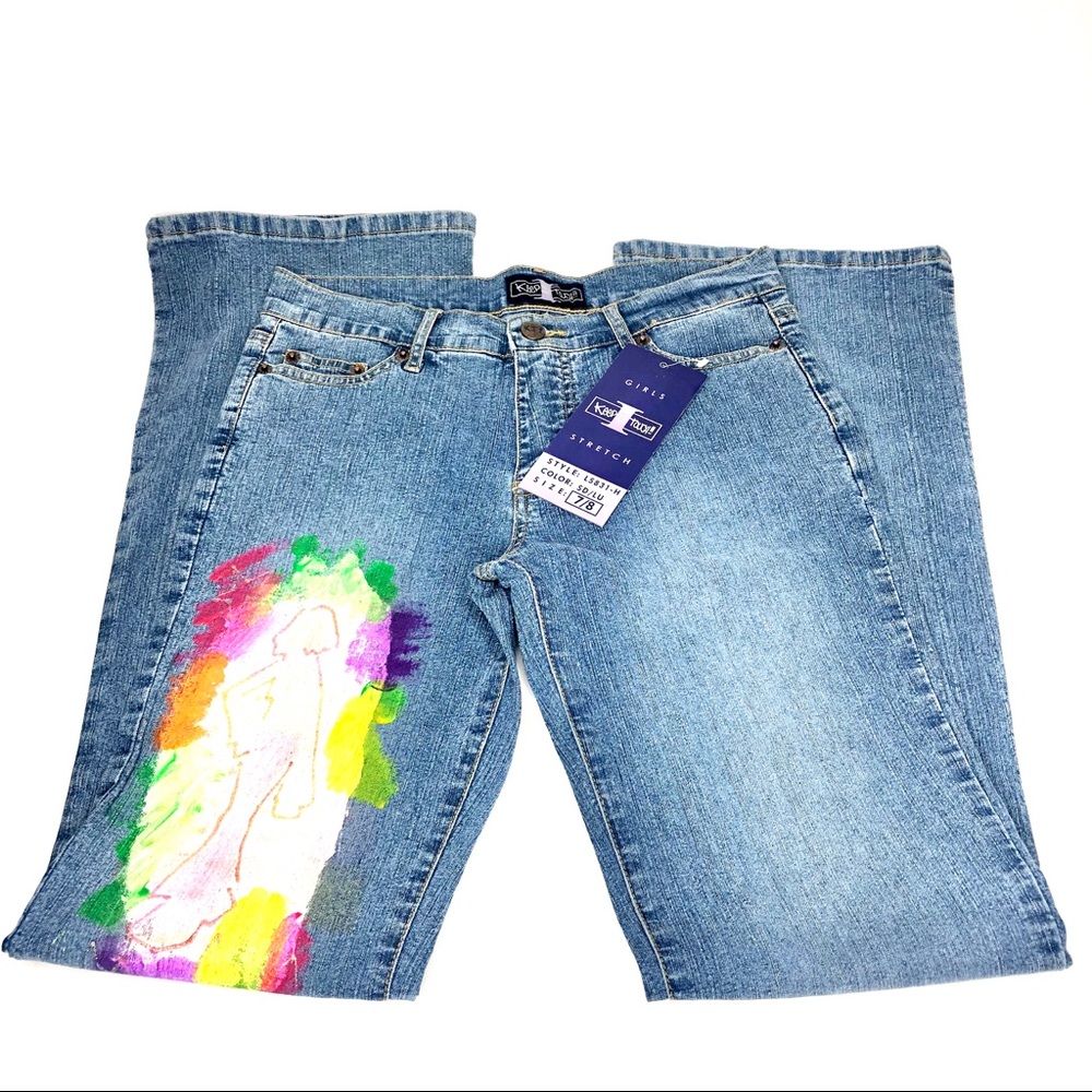 Keep in Touch girls med wash painted stretch jeans